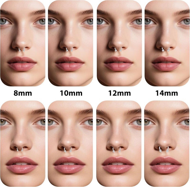 D.Bella 16G 14G Horseshoe Rings Surgical Steel Nose Septum Horseshoe Hoop Earring Eyebrow Tragus Lip Rings Daith Helix Piercing Jewelry for Women Men 6-12mm Smily Piercing Jewelry - Image 4